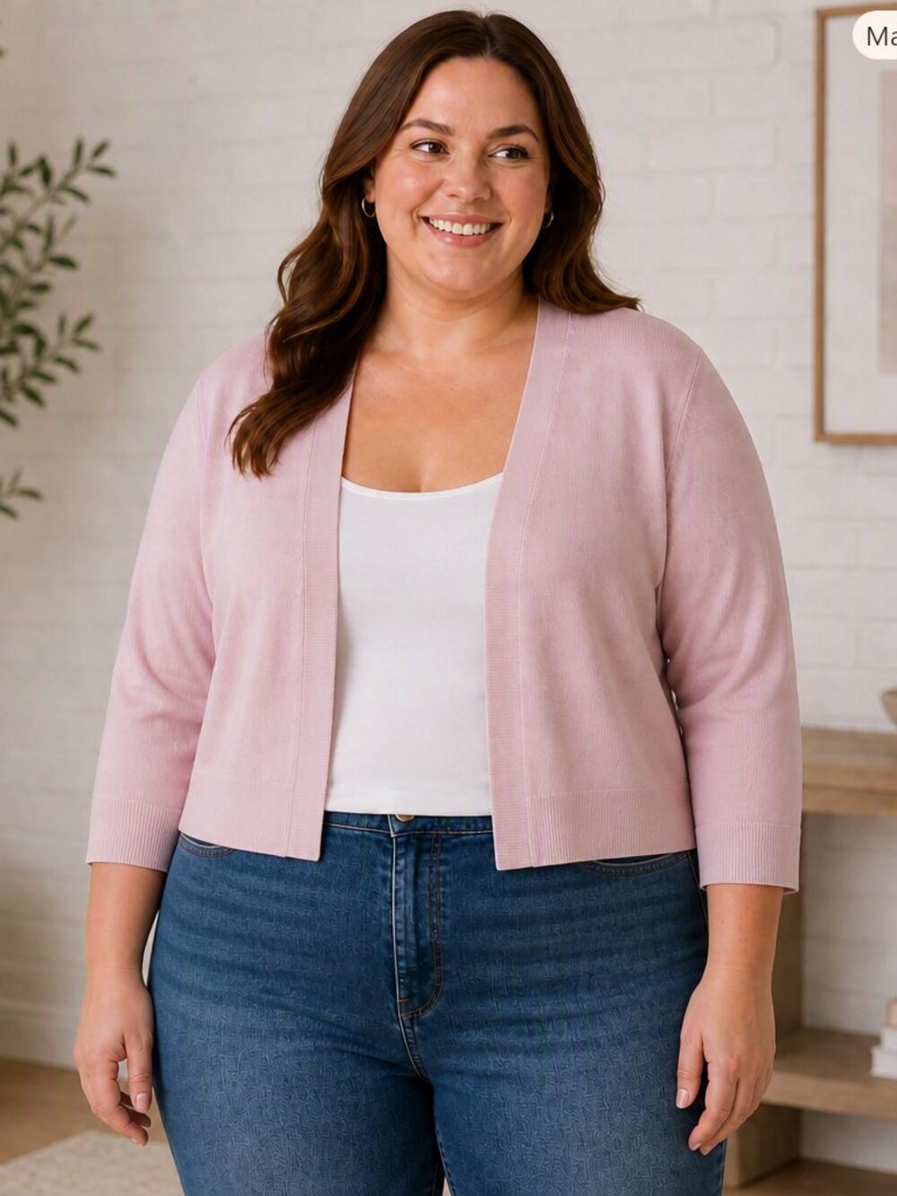 Worthington Light Pink V‑Neck Button‑Front Cardigan (XL, EUC)